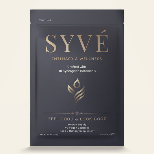 SYVÉ 18 front pouch – vegan libido booster and hormone balance capsules for women and couples